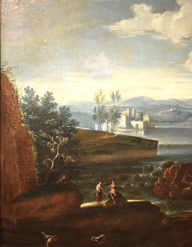 Paysage lacustre - Atelier Antonio Diziani (1737-1797) - Tableaux et dessins Style Louis XVI
